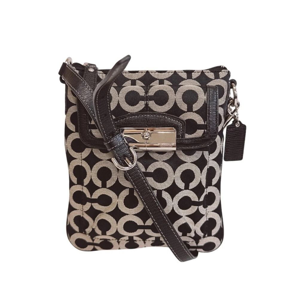 COACH Op Art Canvas Shoulder Bag, Black